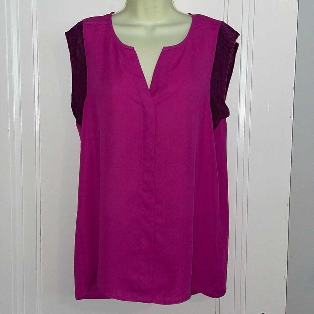 CAbi fuchsia pink polyester sleeveless blouse